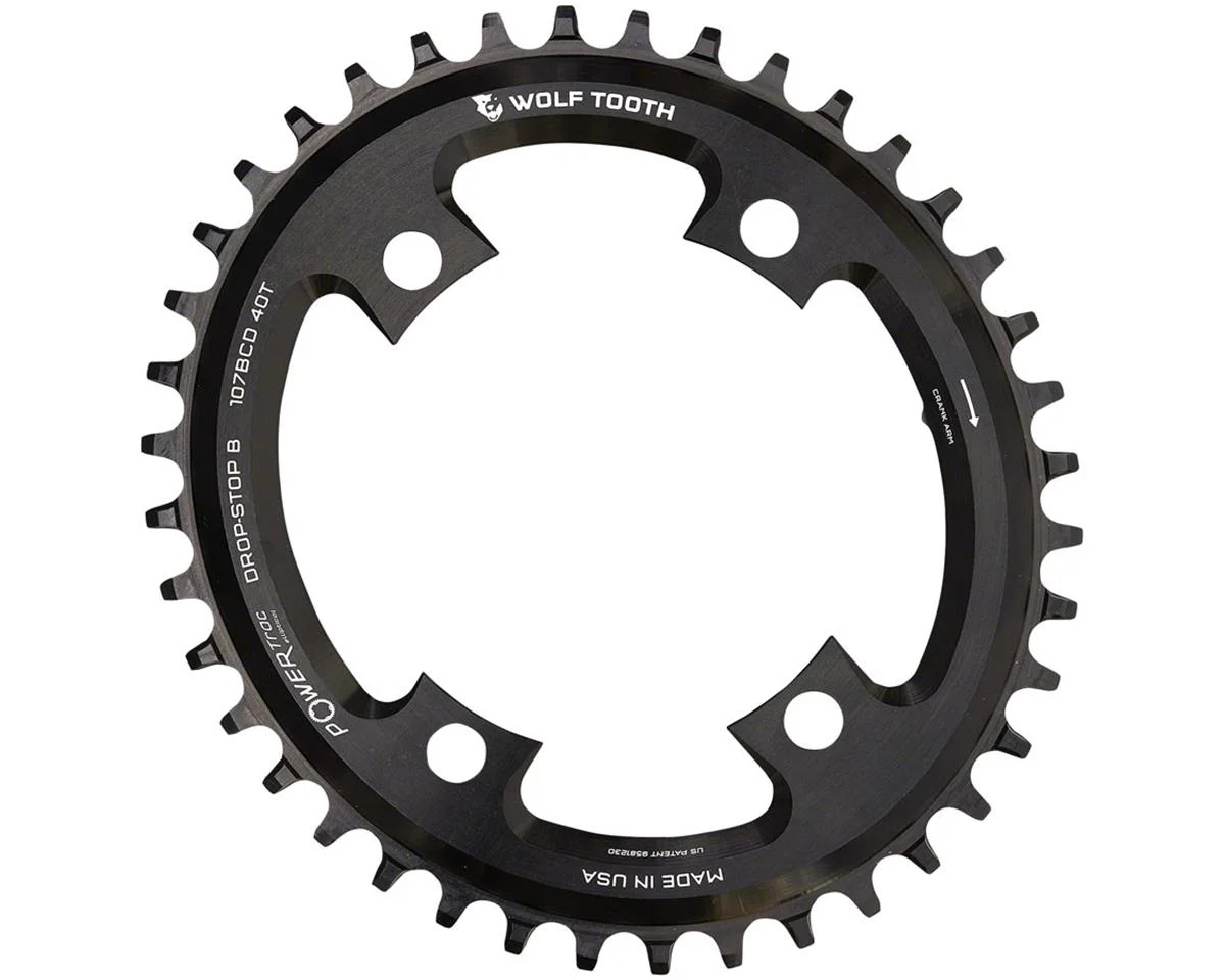 Wolf Tooth Components SRAM Road Elliptical Chainring (Black) (107mm BCD) (Drop-Stop B) (Single) (40T) (Works for Flat...